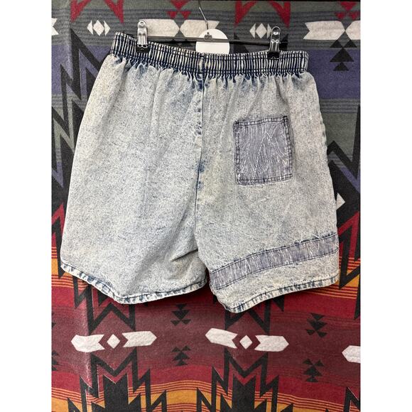 Vintage 80s 90s Unisex Denim Mom Shorts Skater Grunge Stripe Distressed Stretchy - Picture 6 of 8